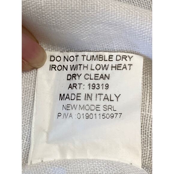 Bellambra White Eyelet 100% Linen Tunic Top Oversized Ruffled Made In Italy - Picture 9 of 11